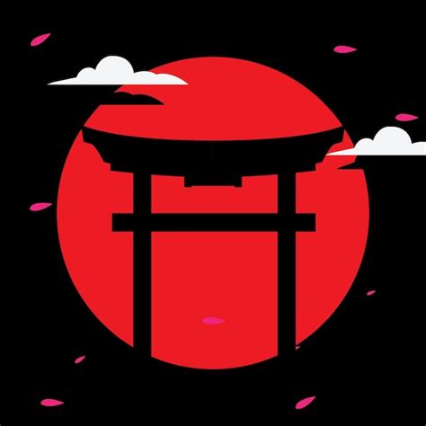 Japanese torii gate icon illustration background | Premium Vector