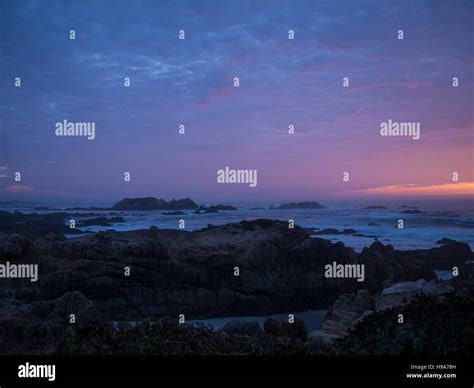 Sunset at China Rock Vista Point, 17 Mile Road, California Stock Photo ...