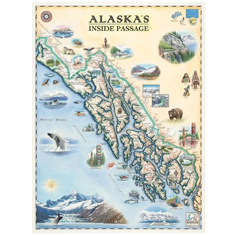 Alaska's Inside Passage Map Poster | Hand-drawn Vintage-style Print - Etsy