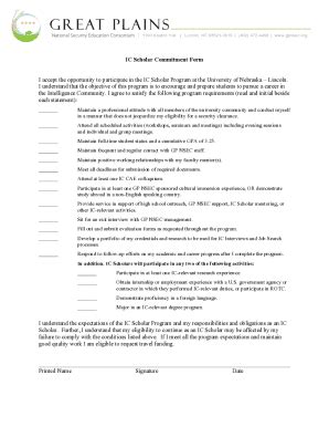 Fillable Online IC Scholar Commitment Form Fax Email Print - pdfFiller