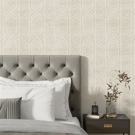 Buy Neutral Ikat in Boho Style Temporary Wallpaper Roll - Luxury ...