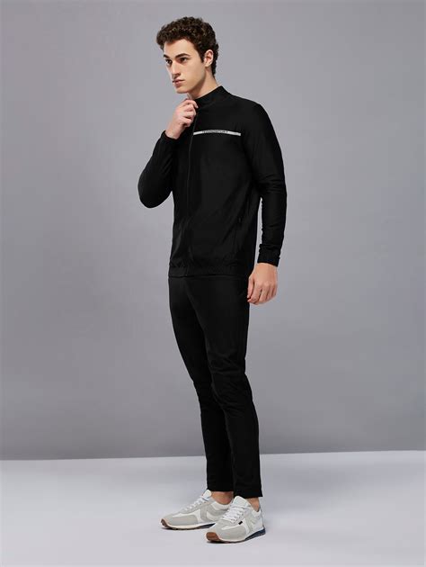 Men Solid Slim Fit Mock Tracksuits with DURACOOL+