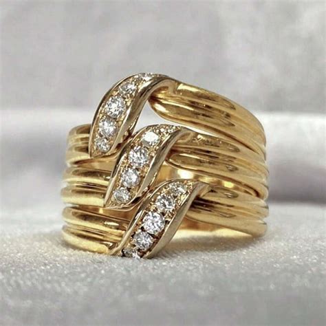 1pc Luxury Shiny Cubic Zirconia Layered Ring, Exquisite Line Design ...
