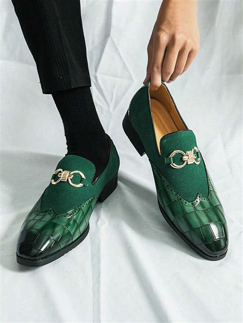 Retro Men's Slip-On Loafers, Elegant Gentleman Faux Suede Patchwork ...