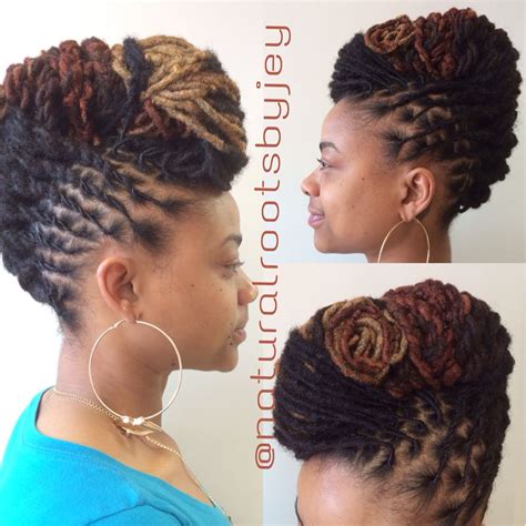 #loc updo with color - long locs | Locs hairstyles, Hair styles, Loc updo