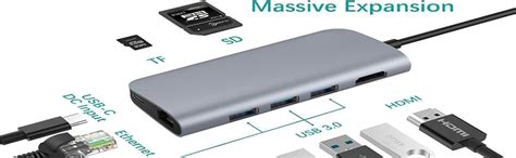 Microware USB C Hub Type C to HDMI 8 in 1 Adapter USB 3.0 Ports, SD ...