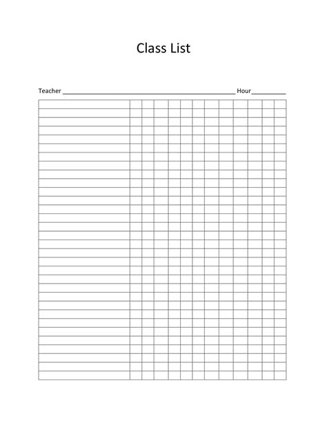 Free Printable Class Roster Templates [Excel, Word, PDF] Editable