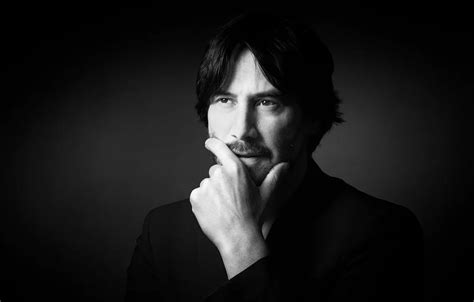 Wallpaper background, portrait, black and white, actor, Keanu Reeves ...