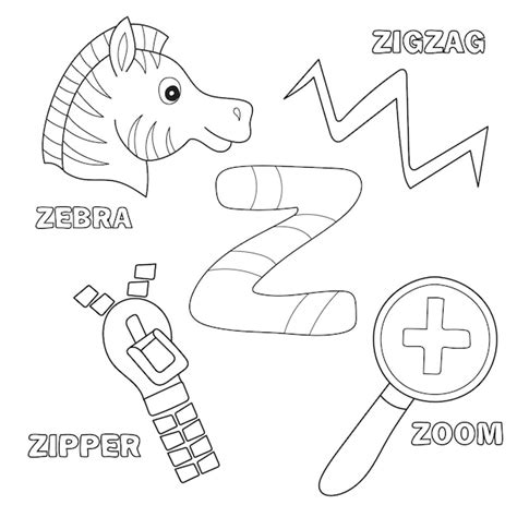 Alphabet Z - Arbeitsblatt-Übungen für Kinder - Malbuch - Illustration ...