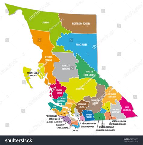 British Columbia Colorful Map: เวกเตอร์สต็อก (ปลอดค่าลิขสิทธิ์ ...