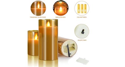 LTETTES LED Glass Cup Pillar Flameless Electric Candles | Flickering ...