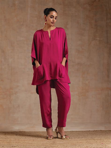 Pink Modal Satin Boxy Fit High-Low Co-Ord Set – trueBrowns