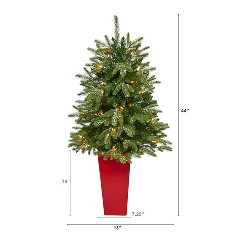 Nearly Natural 3.7-ft Douglas Fir Pre-lit Flocked Artificial Christmas ...