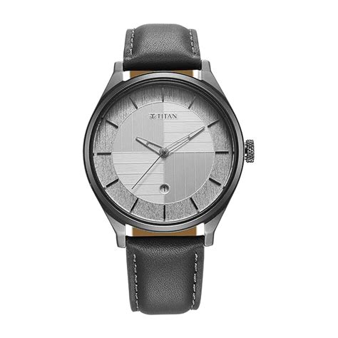 Titan Neo Economy Quartz Analog with Date Silver Dial Grey Leather ...