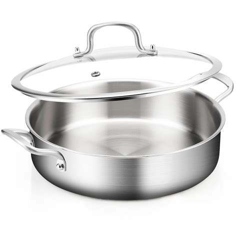 Amazon.com: Yeksum 6QT Saute Pan with Lids, 3-Ply Stainless Steel Large ...