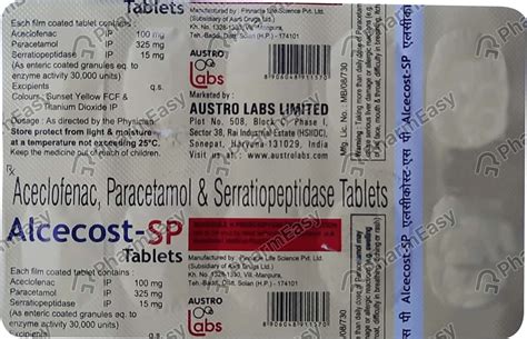 Alcecost Sp Strip Of 10 Tablets: Uses, Side Effects, Price & Dosage ...