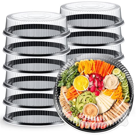 Amazon.com | 12 Pieces Serving Trays with Lid 18 Inch Plastic Party ...