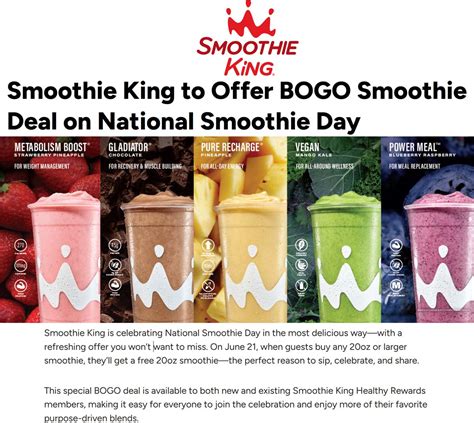Second smoothie drink free today at Smoothie King | Smoothie King ...