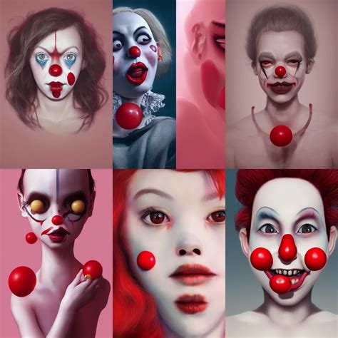 detailed painting of clown girl ,red nose, piercing | Stable Diffusion ...