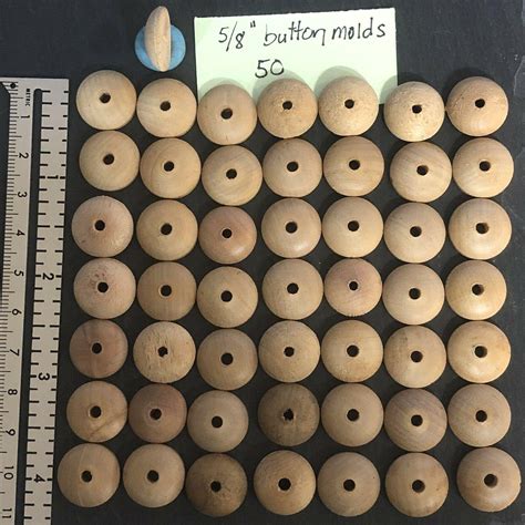 50 Antique Wood Button Molds 5/8" to Make Fabric, Thread (Passementerie ...