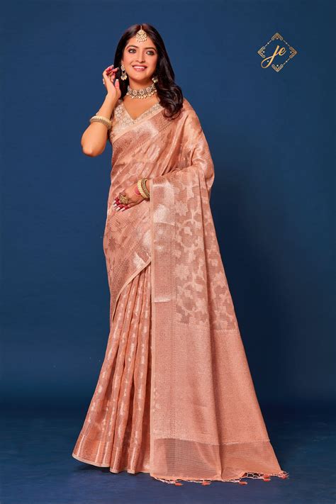 Beige Kora Tissue Banarasi Saree – JARIERA