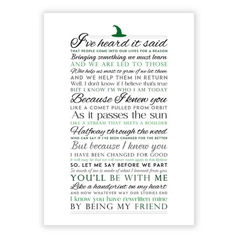 Wicked For Good Lyrics Print - Wall Art Printable Prints