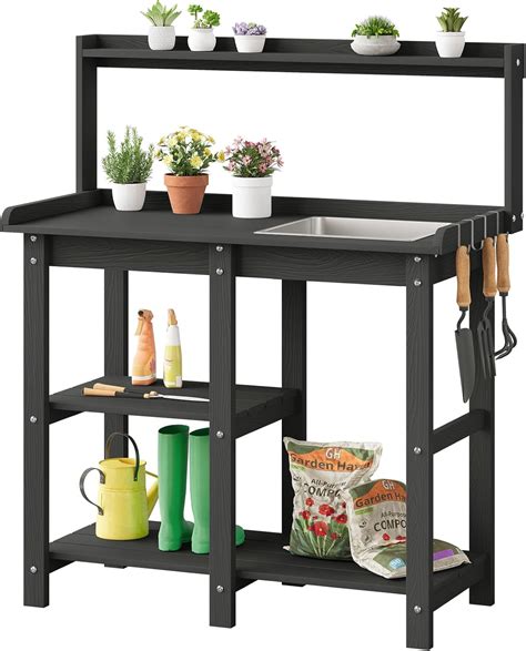 Amazon.com: ONBRILL Potting Bench, Outdoor Potting Bench Table with ...