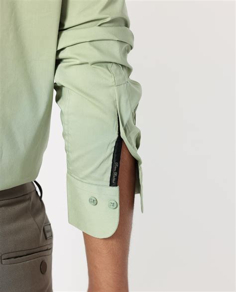 Rare Rabbit Men's Benedict Pastel Green Cotton Plain Regular Fit Full