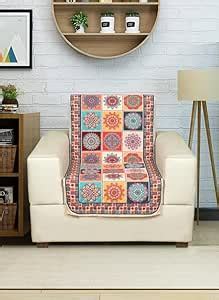 Nendle Printed Quilted Combined Sofa Seat and Back Cover 1 Seater Plush ...
