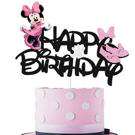 Buy GOGOPARTY Minnie Cake Topper,Black Glitter Minnie Mouse Inspired ...