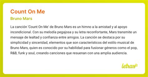 Significado de la canción COUNT ON ME (Bruno Mars) - LETRAS.COM