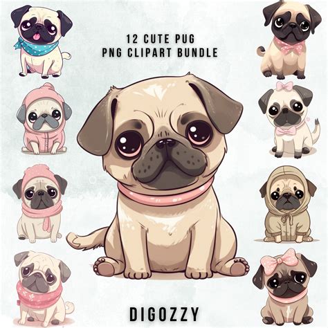 Pug Cartoon Background Clipart