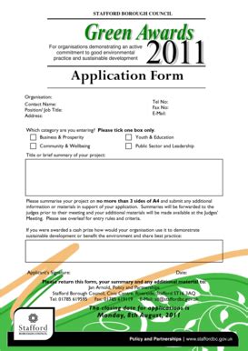 Fillable Online Application Form Green Awards 2011 - Rural Hubs ...