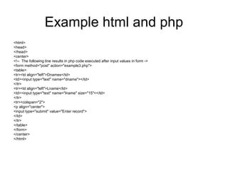 Example of HTML MySQL PHP 的图像结果