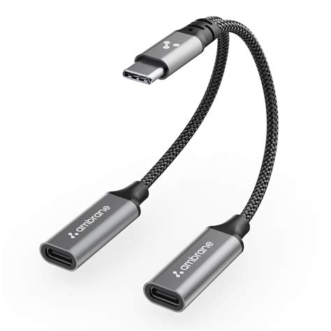 Ambrane 2 in 1 Type C to Type C Audio & Charging Connector, Perfect for ...