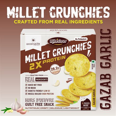 Goodveda's Millet Crunchies - Garlic Flavour (10 Pc)