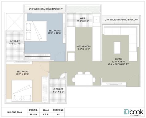 Advanced 2 BHK flat planning