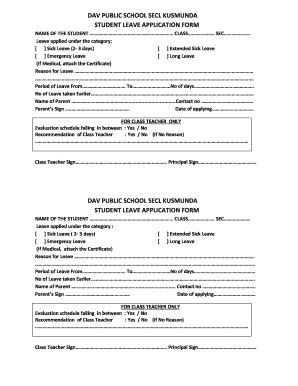 Dav School Leave Application - Fill Online, Printable, Fillable, Blank ...
