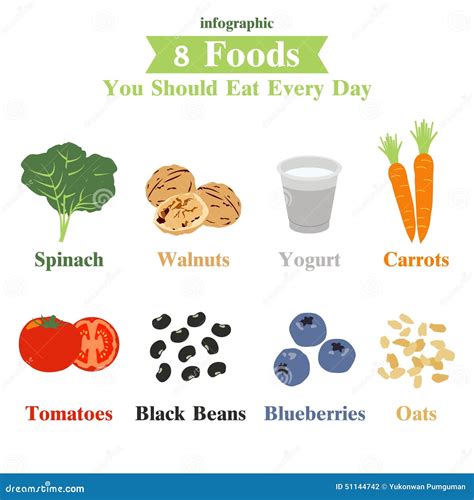 Ten Foods You Should Eat Every Day Infographic Vector | CartoonDealer.com #66662841