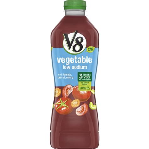 Calories in V8 Low Sodium Vegetable Juice Calorie Counter Australia