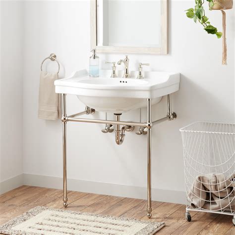 30" Cierra Console Sink with Brass Stand | Signature Hardware