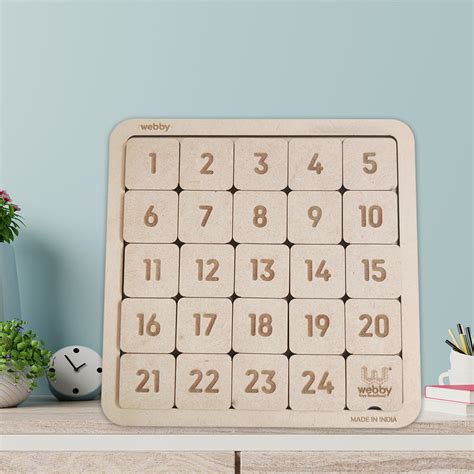 Webby Counting Number Slide Game, Brain Teaser Wooden Puzzle, 25 Piece ...