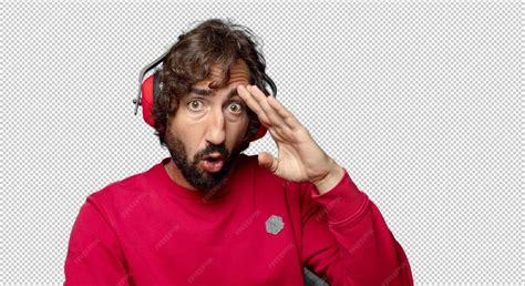 Young adult bearded man with ear protection | Free PSD