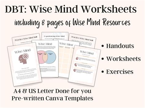 DBT Wise Mind Worksheets, DBT Skills, Therapy Worksheets, Wise Mind ...