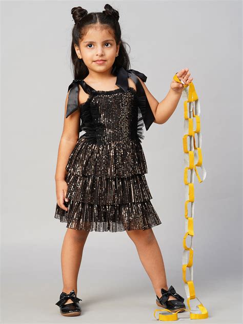 Lil Drama Razzle Dazzle Stylish 3 Layered Sequin Party Dress For Your ...