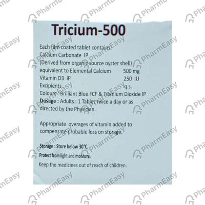 Tricium 500mg Strip Of 10 Tablets: Uses, Side Effects, Price & Dosage ...
