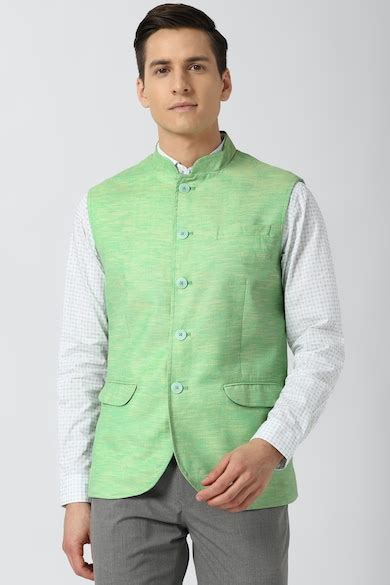 Buy Men Green Textured Nehru Jacket Online - 640628 | Peter England