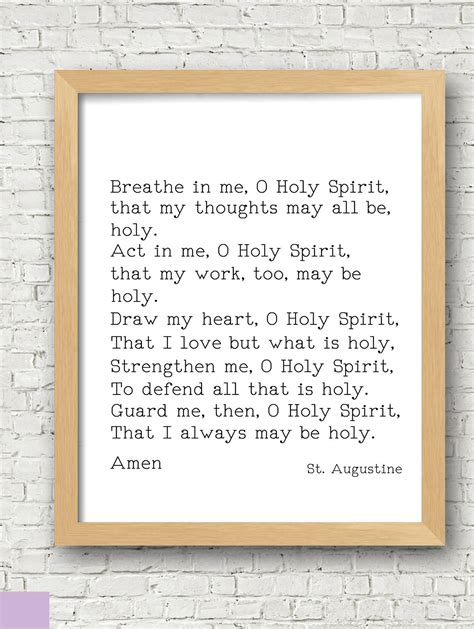 St Augustine Prayer - Breathe in Me Holy Spirit - 2 Designs Included ...