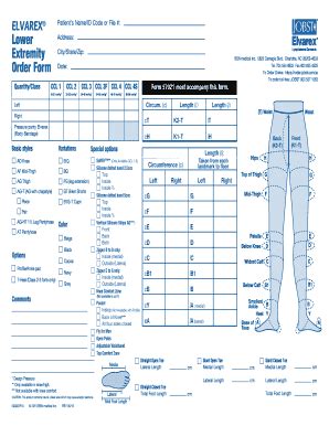 Fillable Online ELVAREX Lower Extremity Order Form Patients Name/ID ...