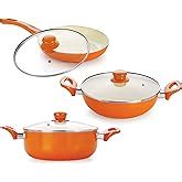 Buy Nirlon Non-Stick Induction Ceramic Cookware Set, 2-Pieces, Orange ...